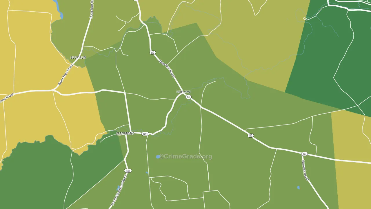 Doe Run, PA Map of Theft Rates