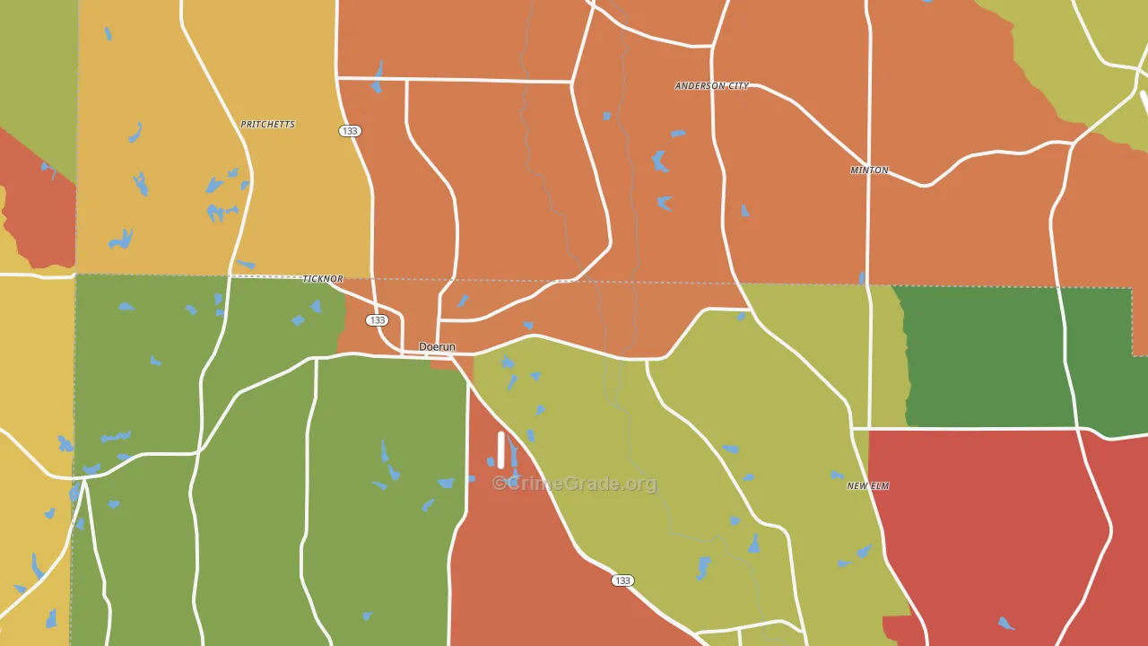 Doerun, GA Map of Theft Rates