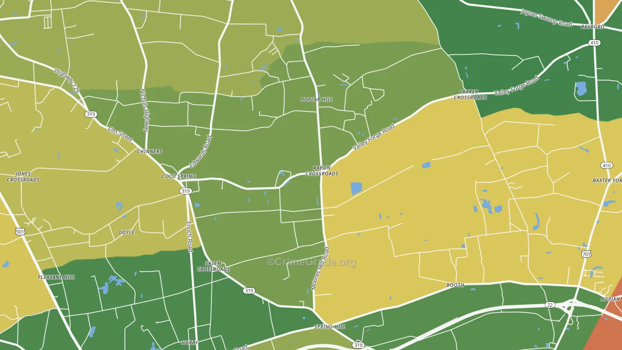 Dog Bluff, SC Map of Theft Rates