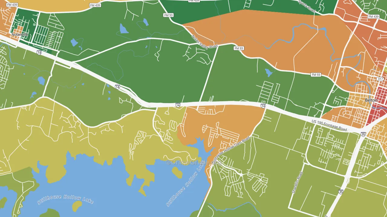 Dog Ridge, TX Map of Theft Rates
