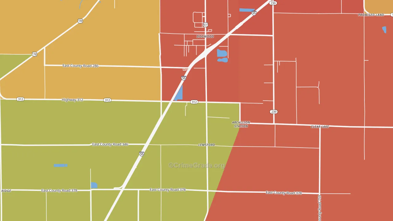 Dogwood, AR Map of Theft Rates