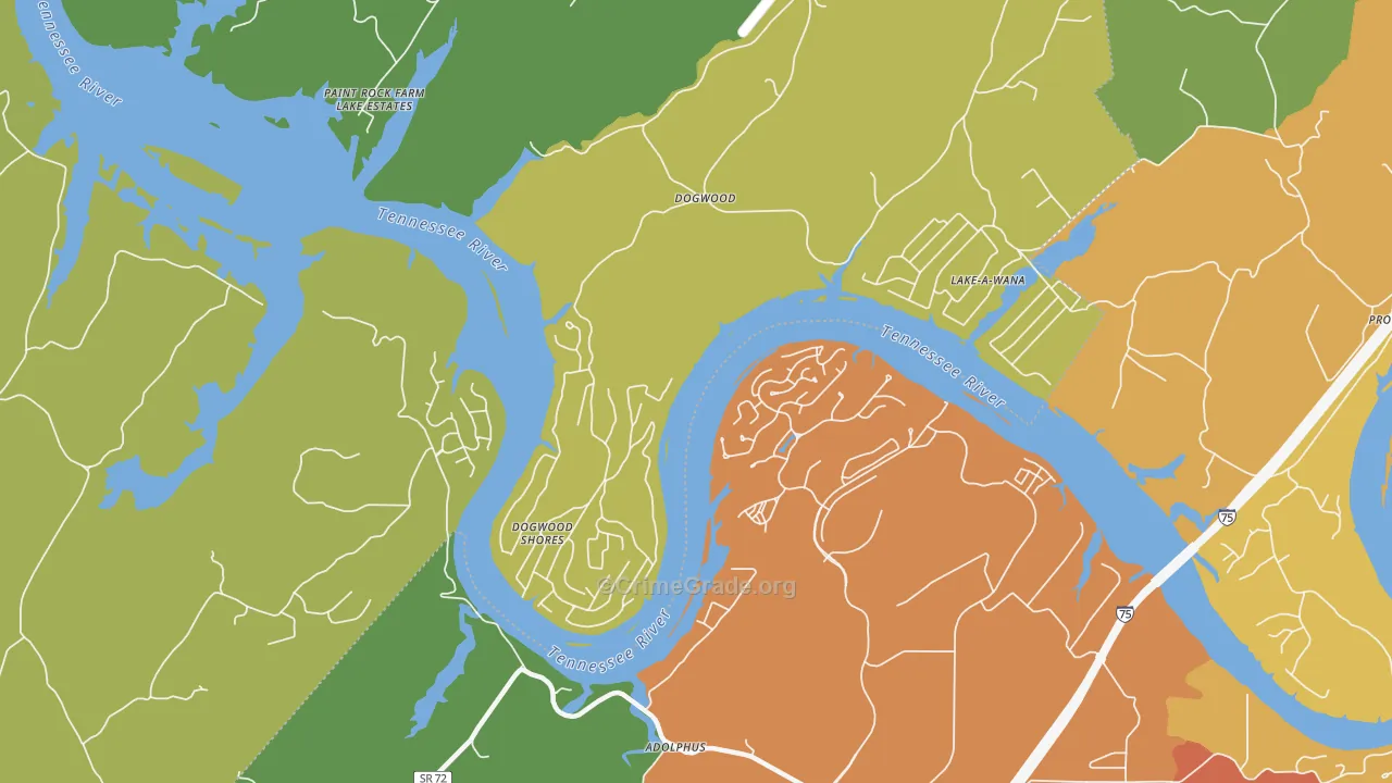 Dogwood, TN Map of Theft Rates