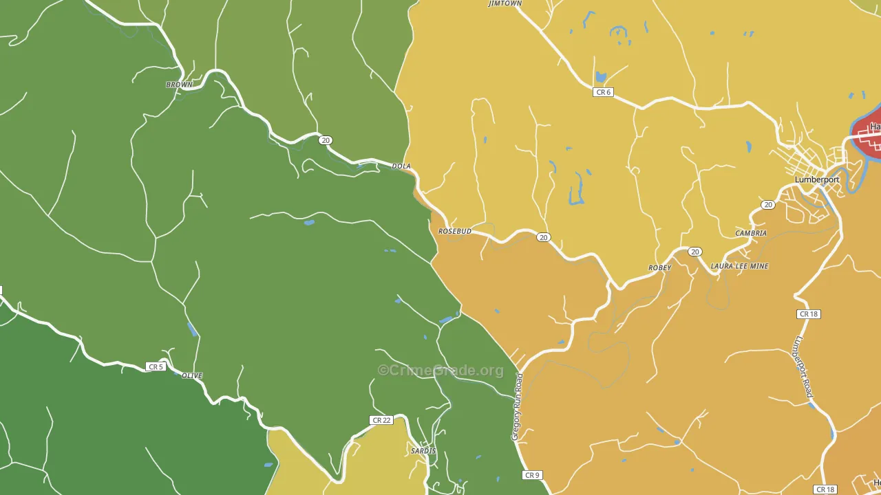 Dola, WV Map of Theft Rates