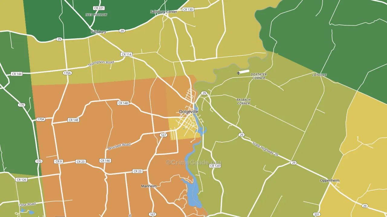 Dolgeville, NY Map of Theft Rates