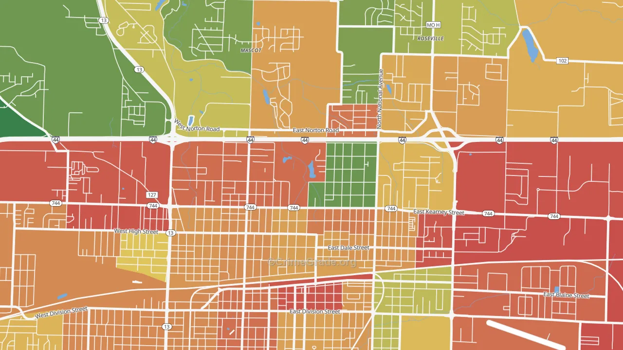 Doling, Springfield, MO Map of Theft Rates