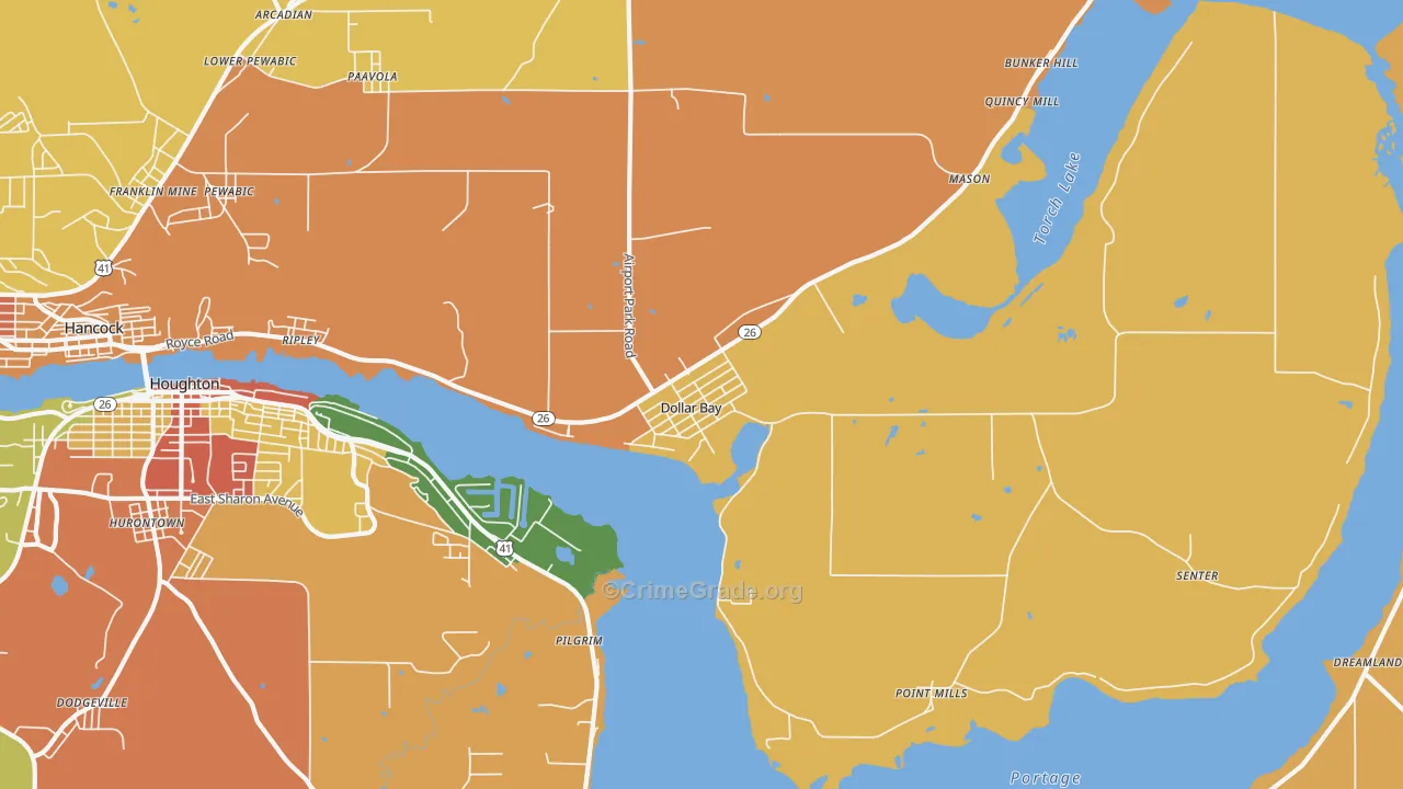 Dollar Bay, MI Map of Theft Rates