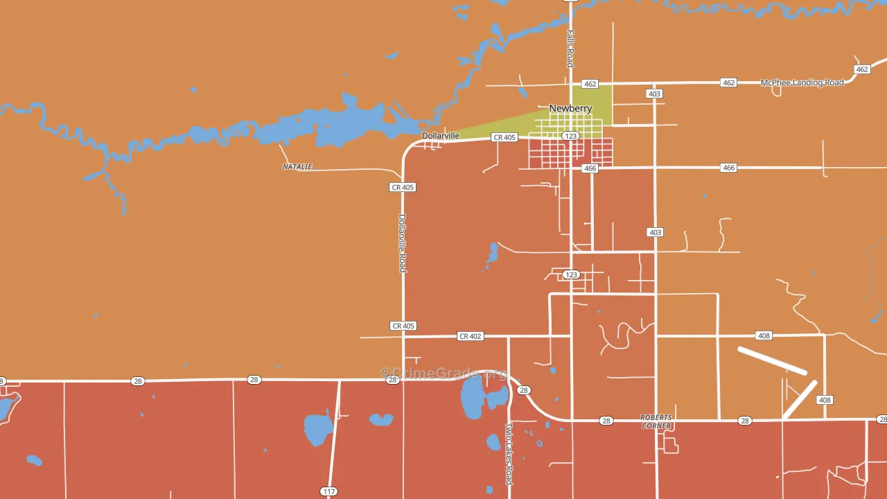 Dollarville, MI Map of Theft Rates