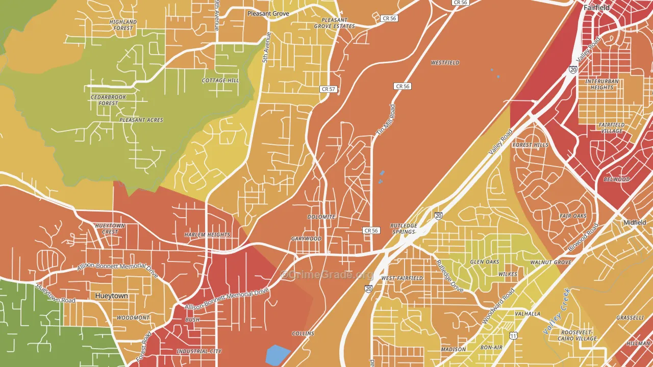 Dolomite, AL Map of Theft Rates