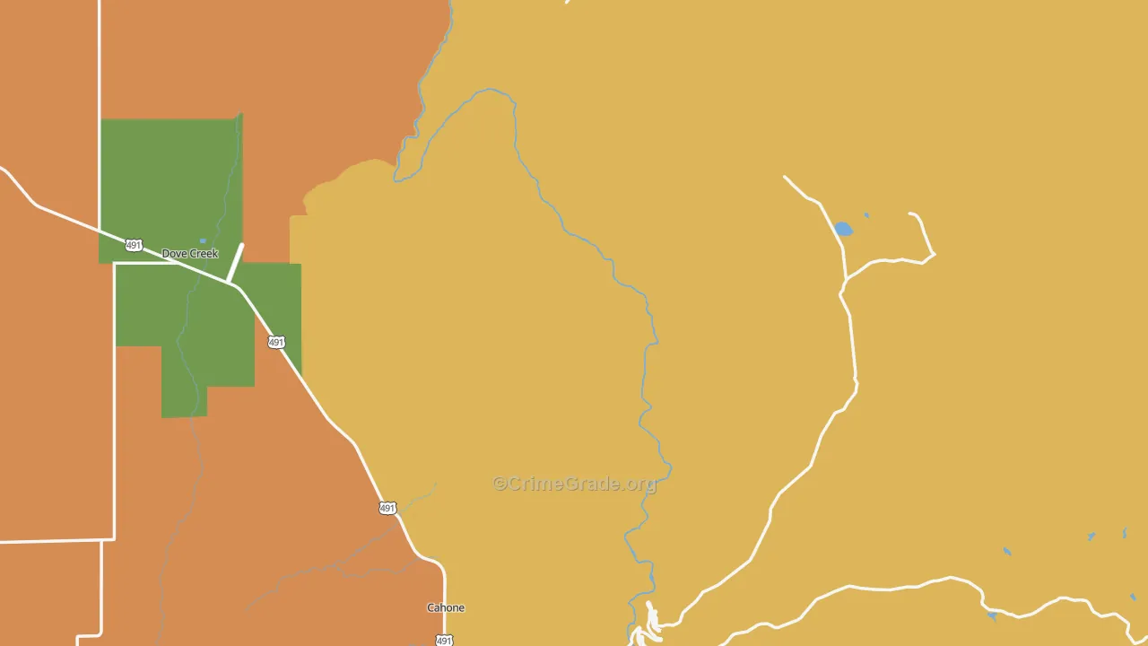 Dolores County, CO Map of Theft Rates