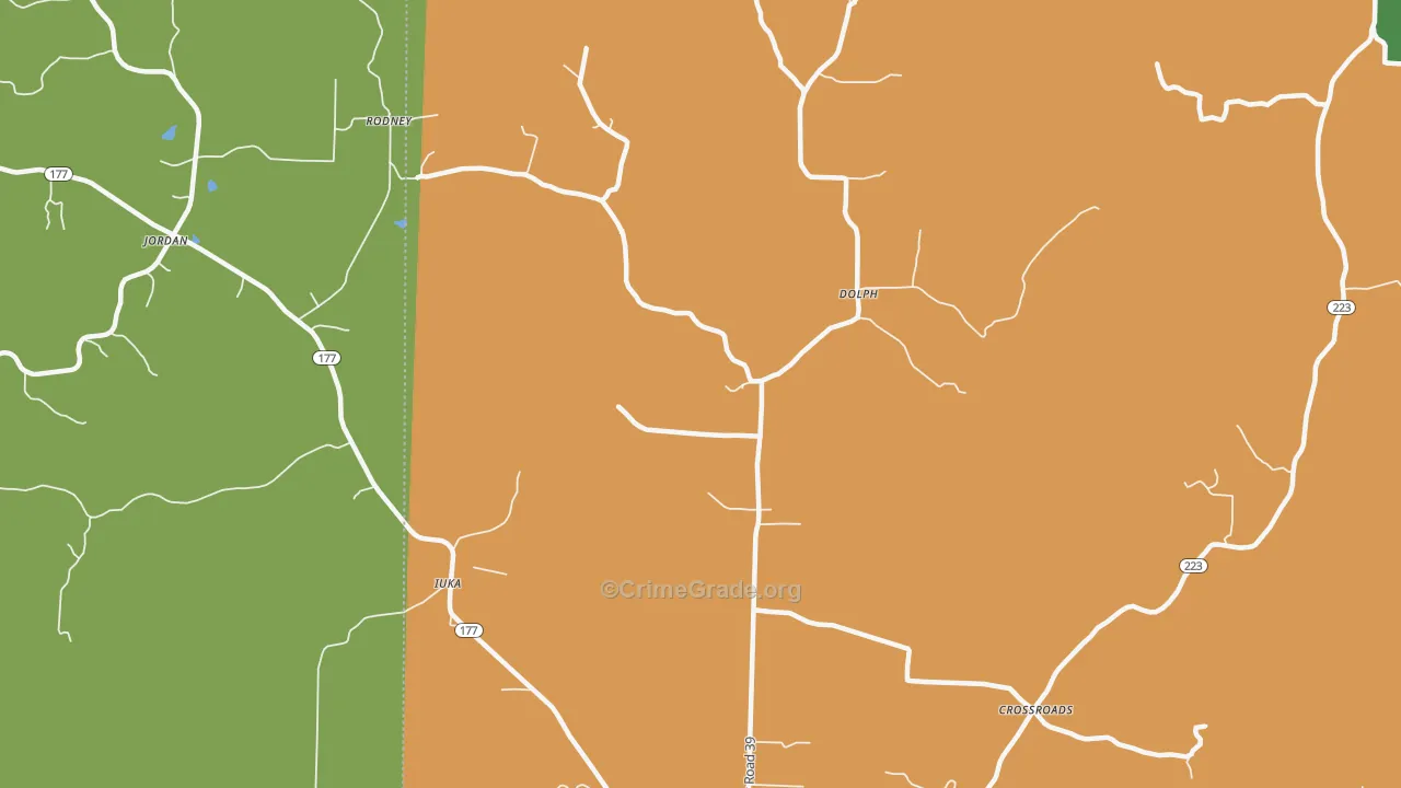 Dolph, AR Map of Theft Rates