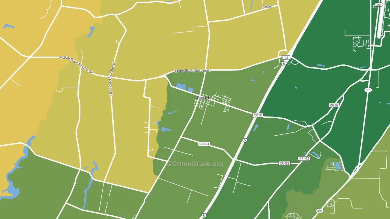 Donald, OR Map of Theft Rates
