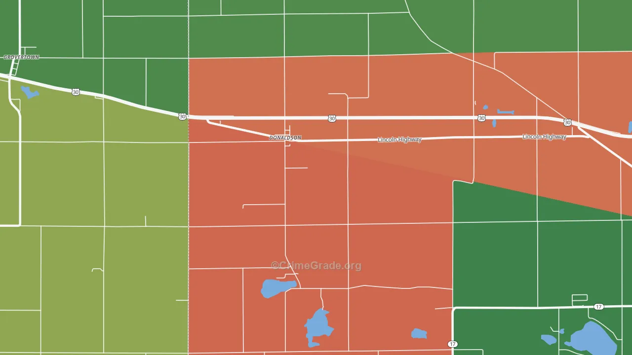 Donaldson, IN Map of Theft Rates