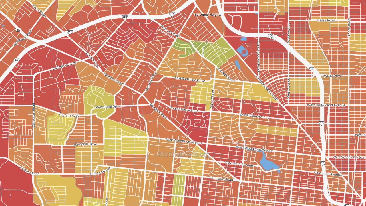 Donaldson Terrace, San Antonio, TX Map of Theft Rates