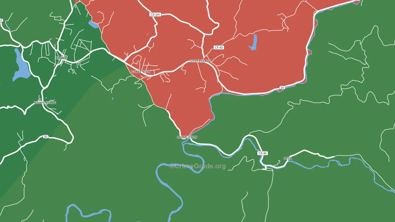 Donaldson, WV Map of Theft Rates