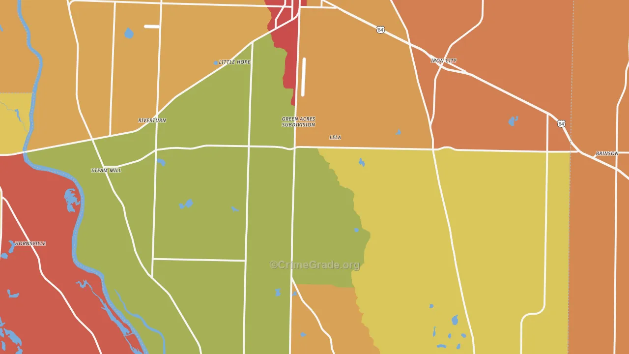 Donalsonville, GA Map of Theft Rates