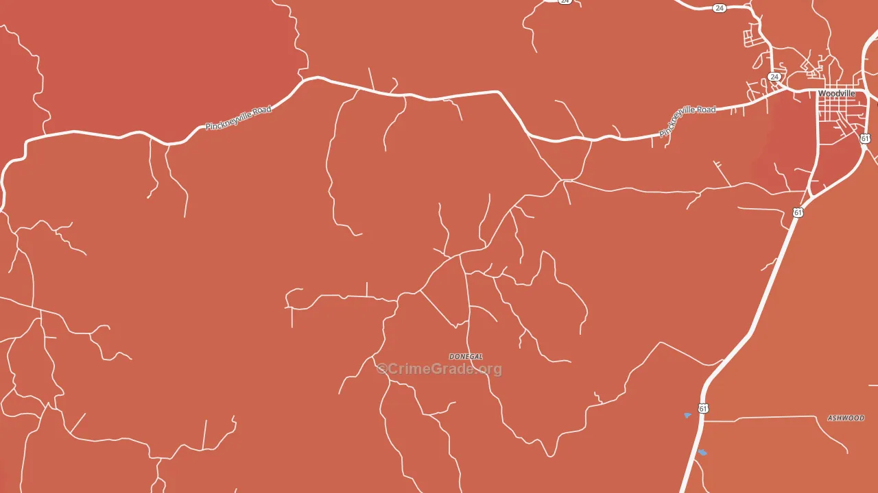 Donegal, MS Map of Theft Rates