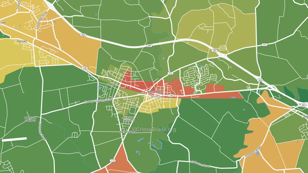 Donegal Springs, PA Map of Theft Rates