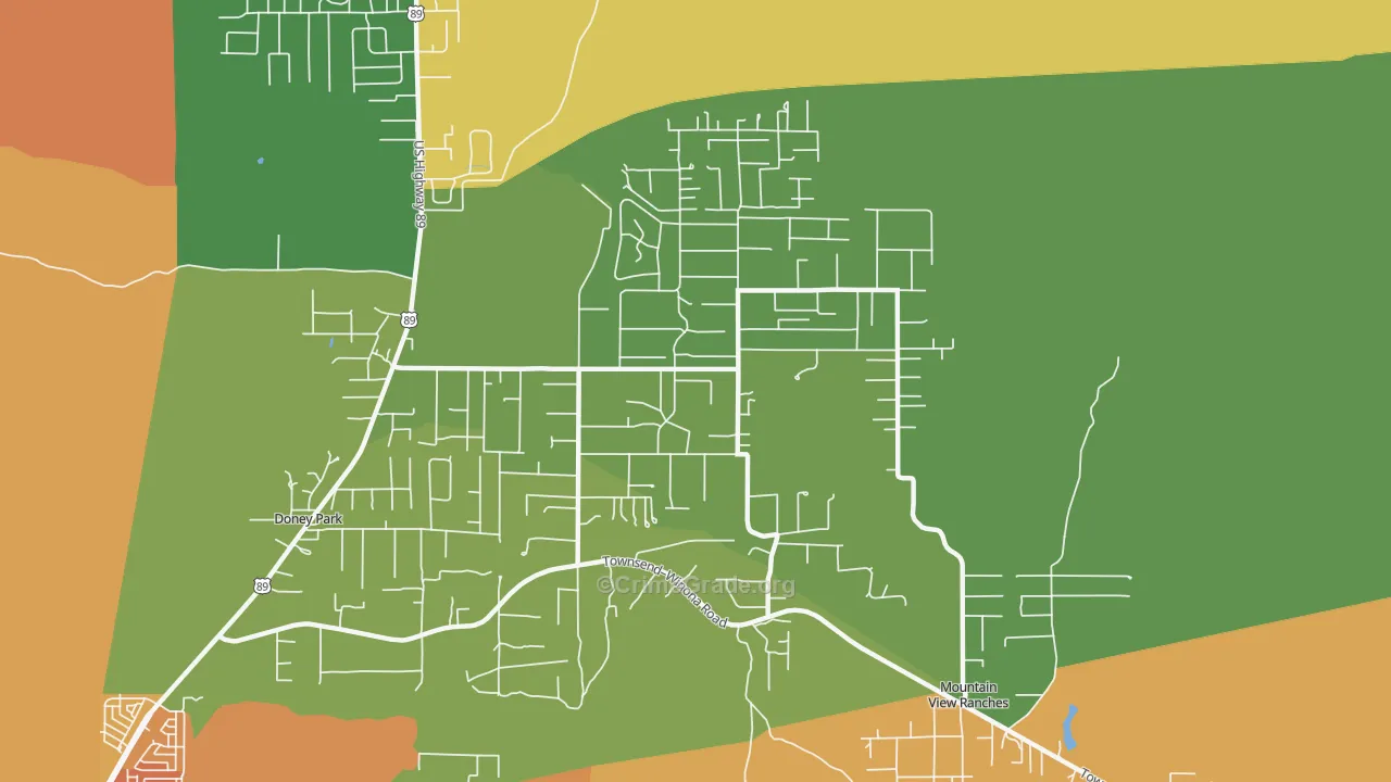 Doney Park, AZ Map of Theft Rates