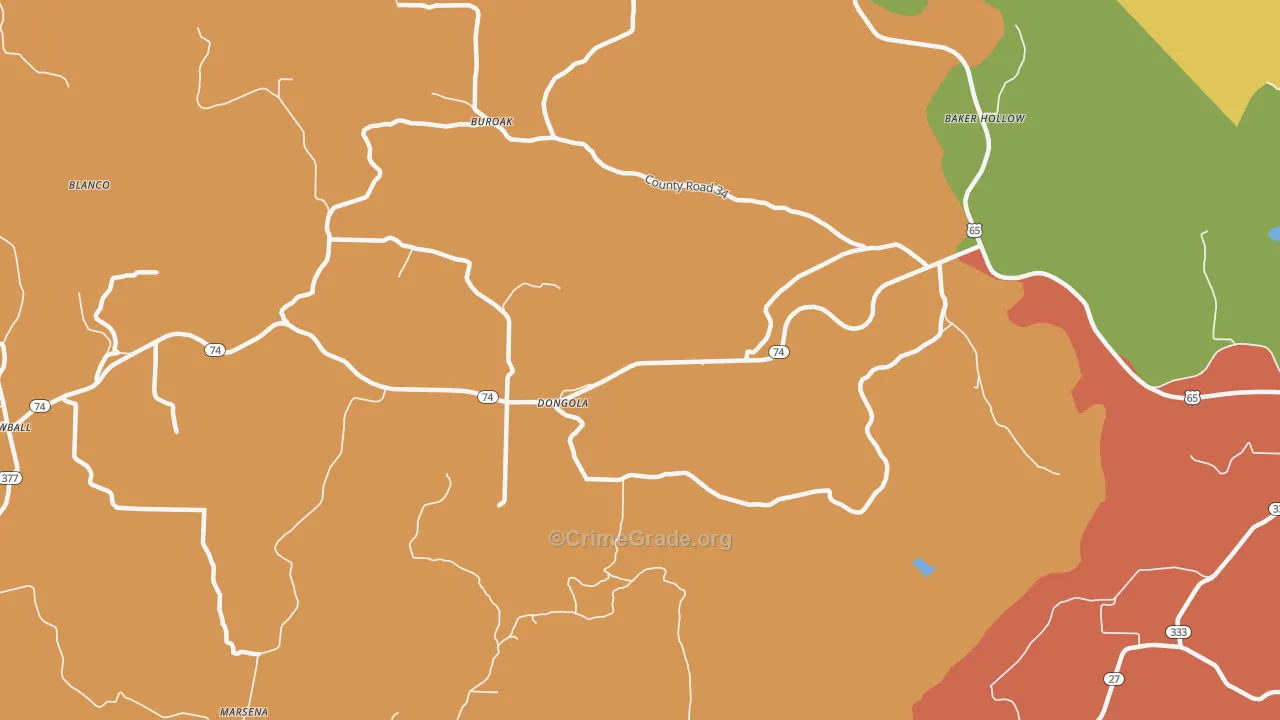 Dongola, AR Map of Theft Rates