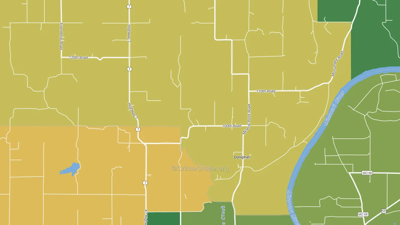 Doniphan, KS Map of Theft Rates