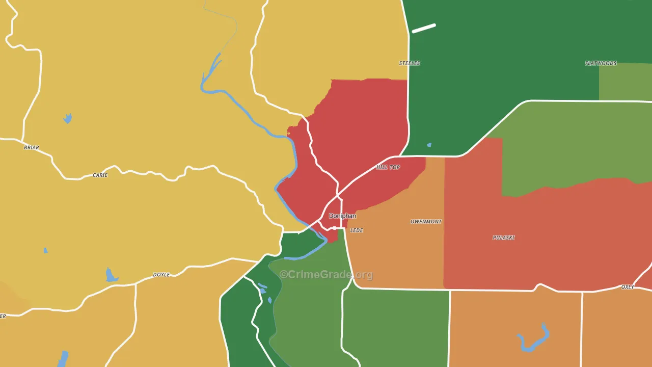 Doniphan, MO Map of Theft Rates