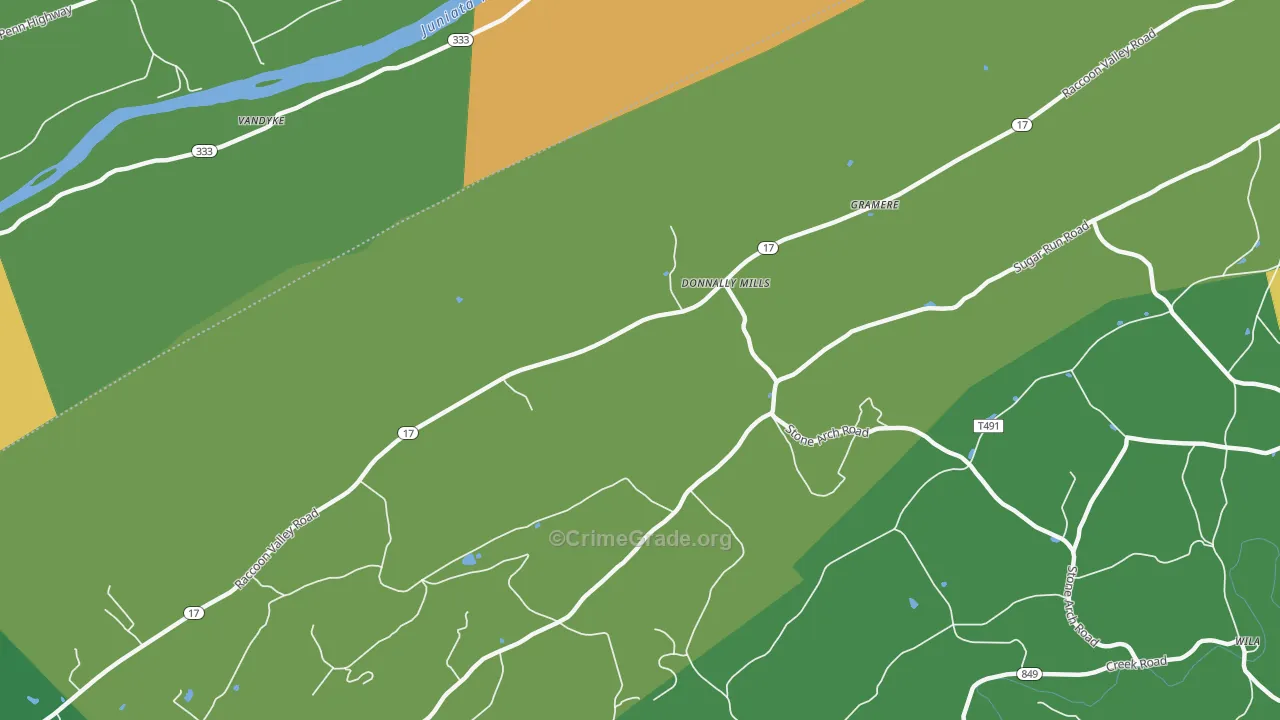 Donnally Mills, PA Map of Theft Rates