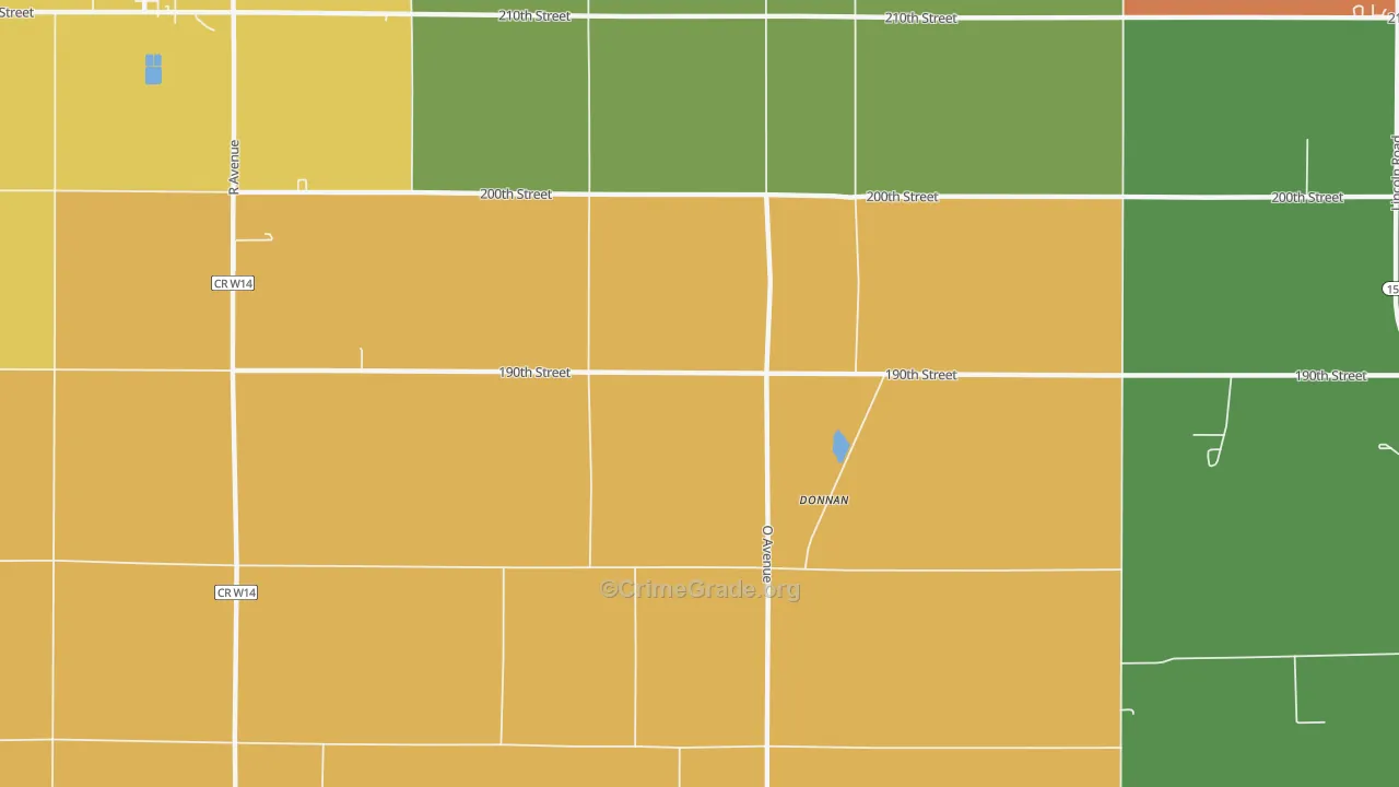 Donnan, IA Map of Theft Rates