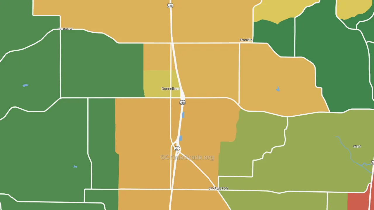 Donnellson, IA Map of Theft Rates