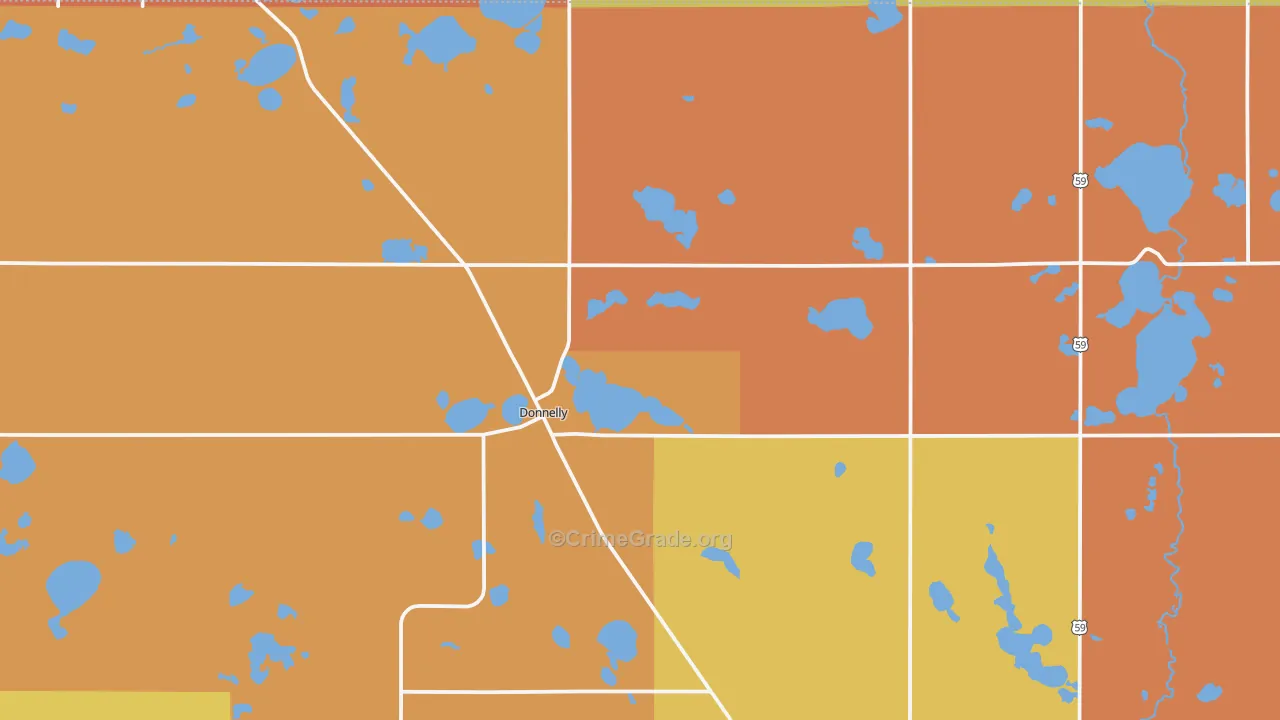 Donnelly, MN Map of Theft Rates