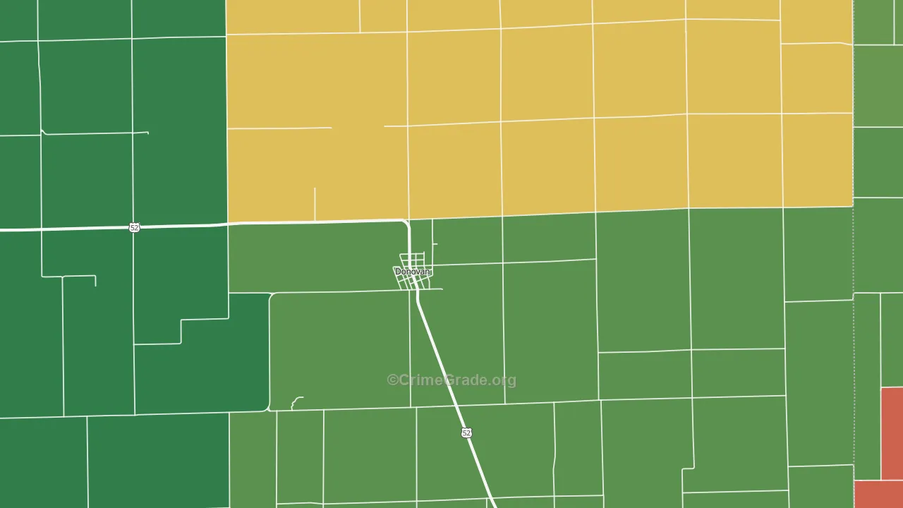 Donovan, IL Map of Theft Rates
