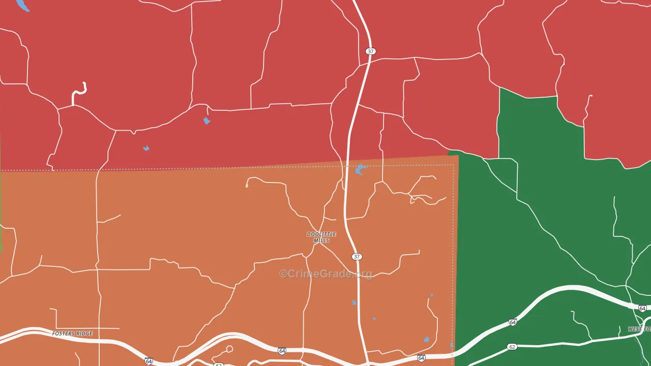 Doolittle Mills, IN Map of Theft Rates
