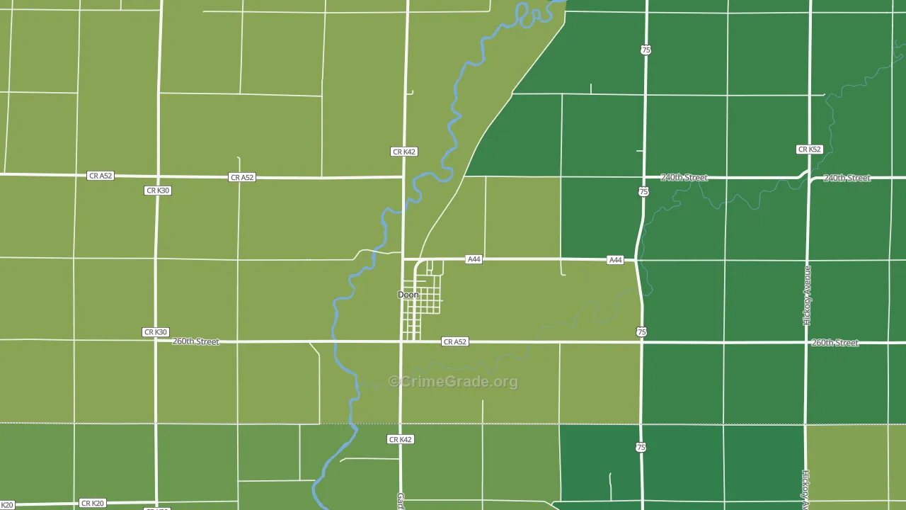 Doon, IA Map of Theft Rates