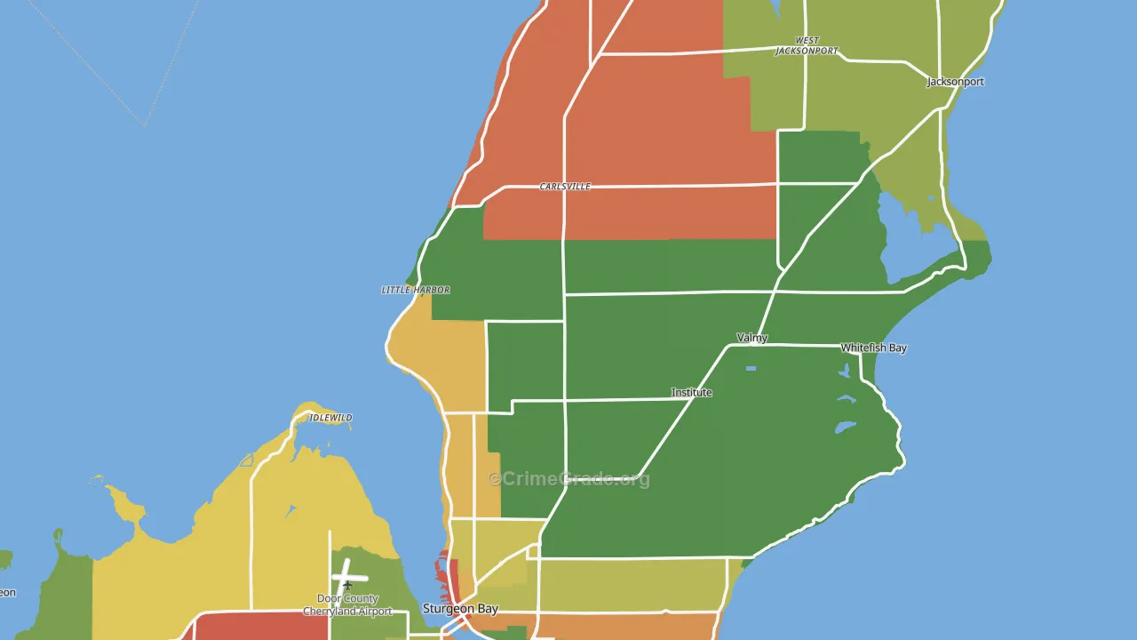 Door County, WI Map of Theft Rates