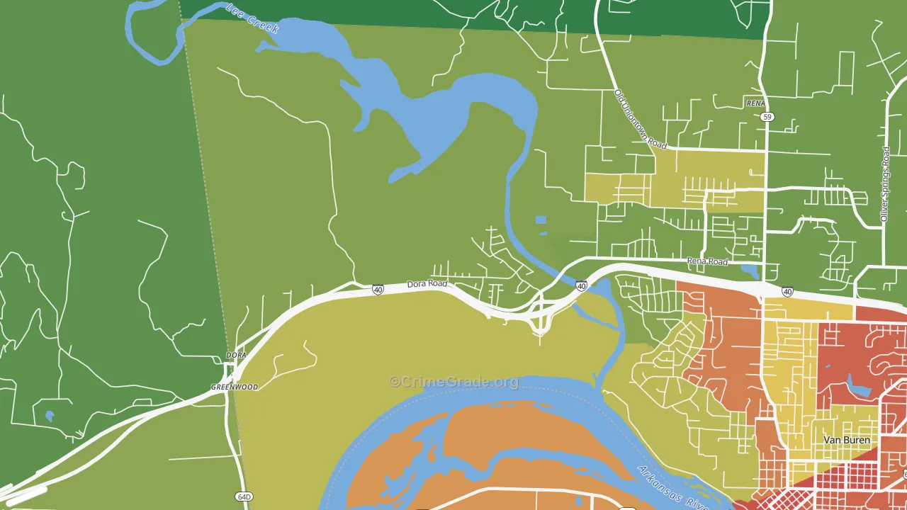 Dora, AR Map of Theft Rates