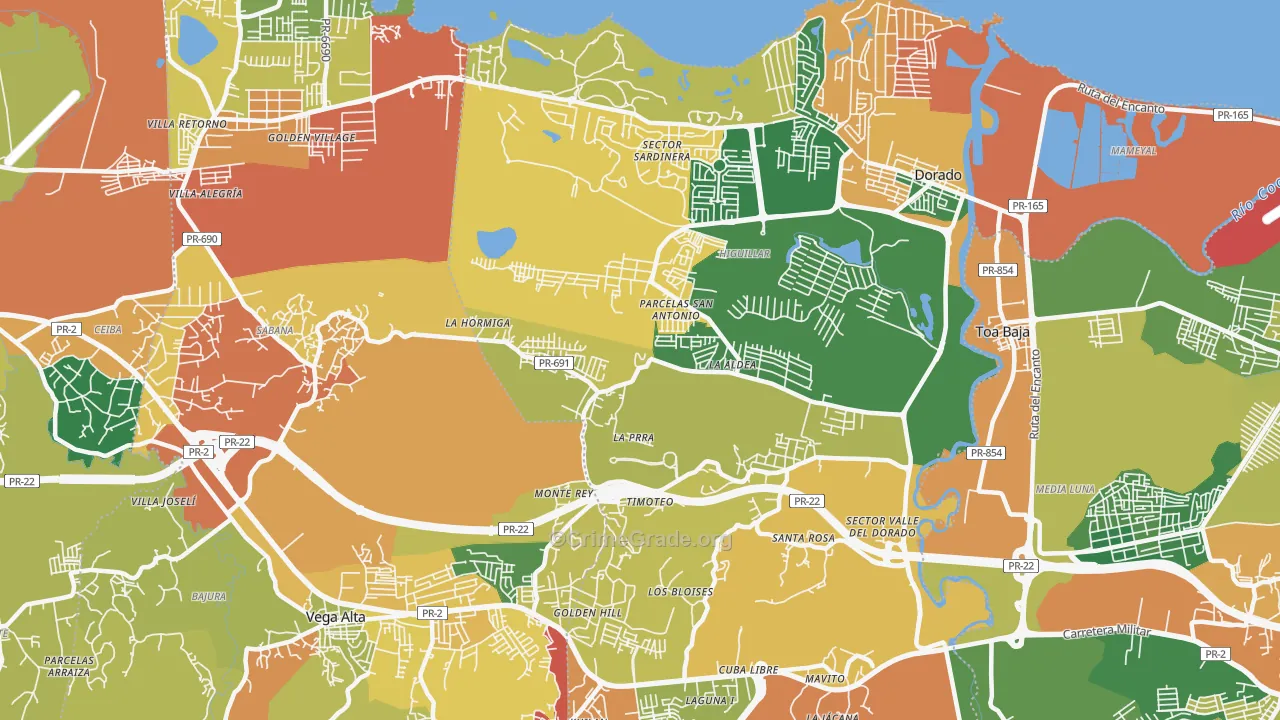 Dorado, PR Map of Theft Rates