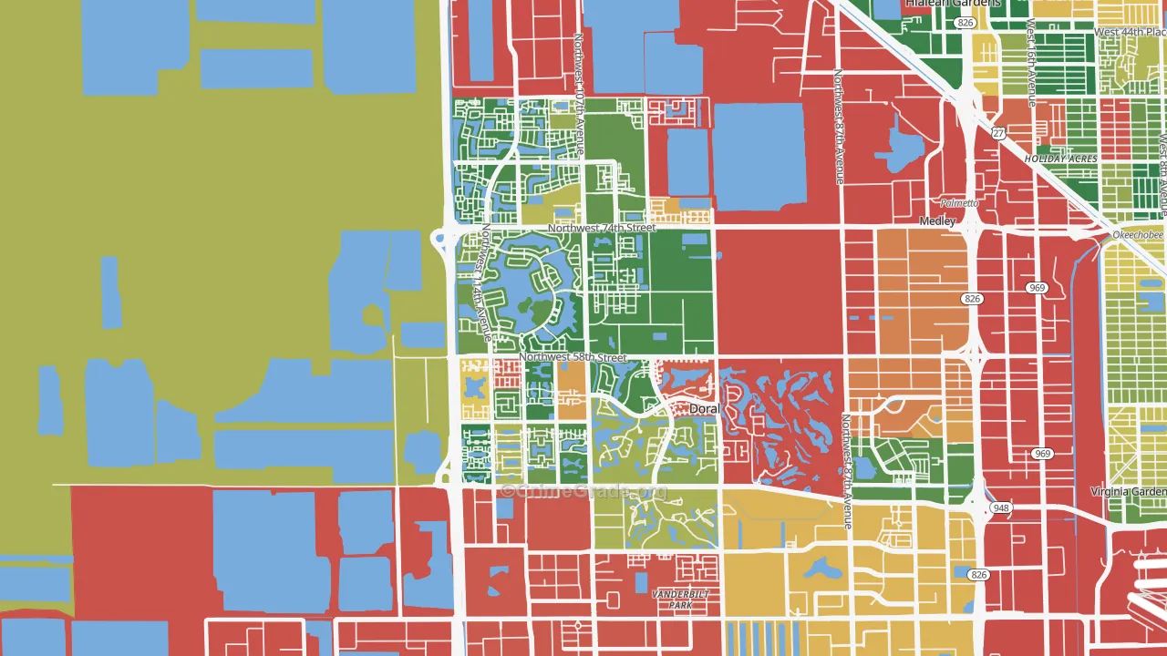 Doral, FL Map of Theft Rates