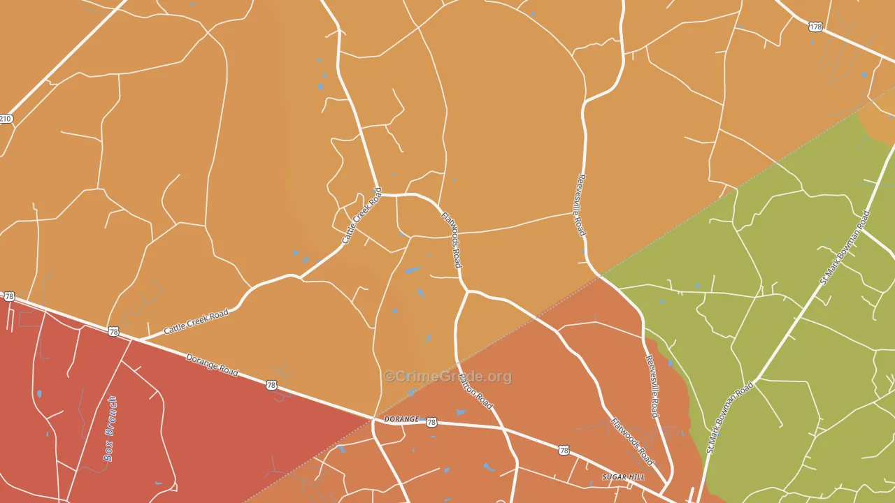 Dorange, SC Map of Theft Rates