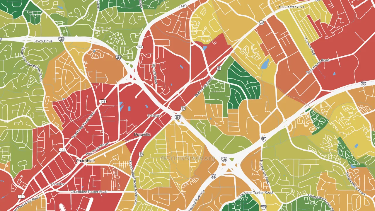 Doraville, GA Map of Theft Rates