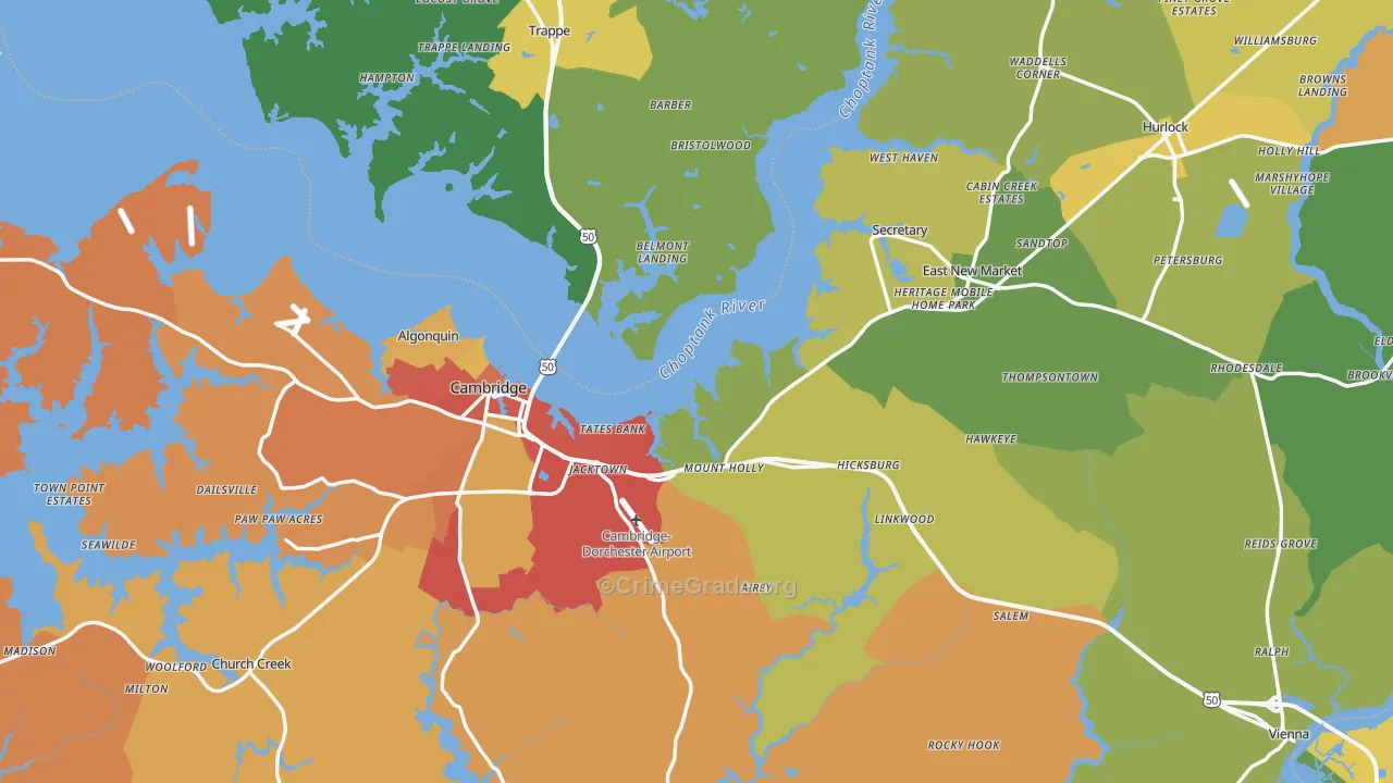 Dorchester County, MD Map of Theft Rates