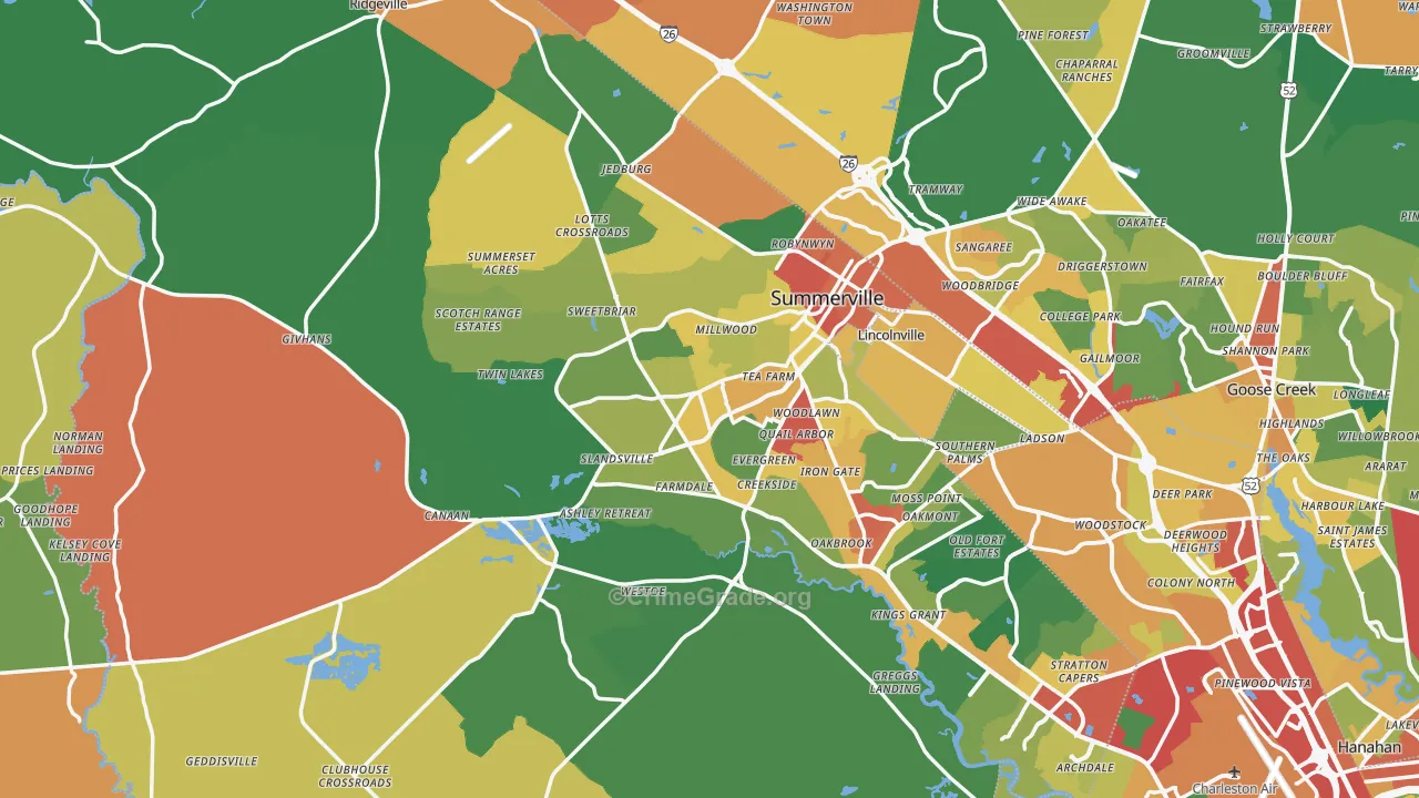 Dorchester County, SC Map of Theft Rates