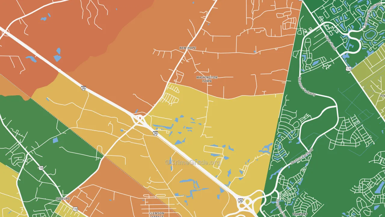 Dorchester Estates, SC Map of Theft Rates