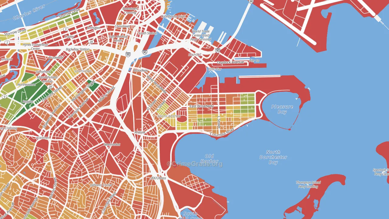 Dorchester Heights, Boston, MA Map of Theft Rates