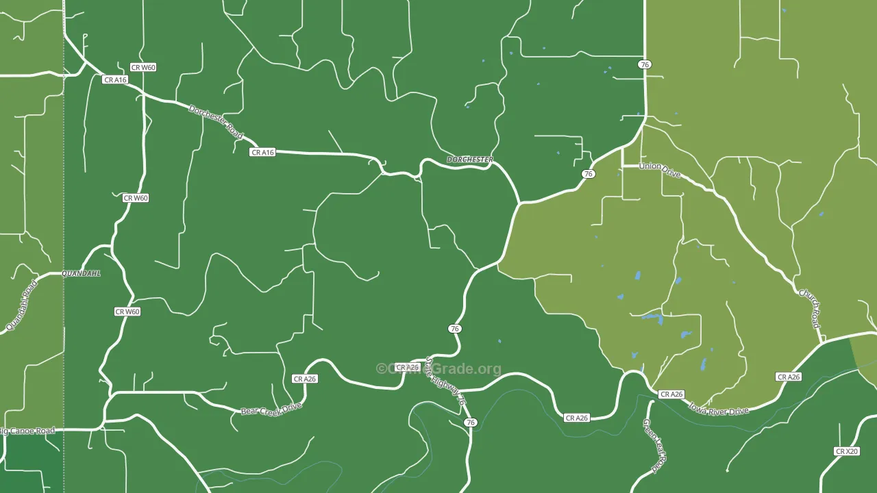 Dorchester, IA Map of Theft Rates