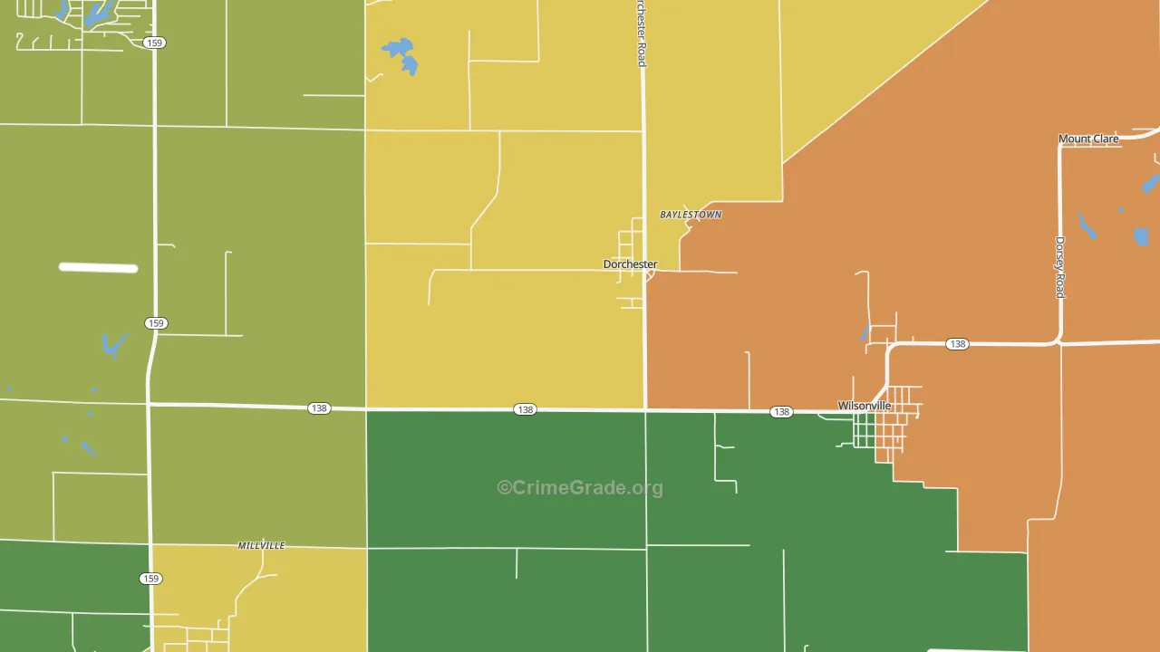 Dorchester, IL Map of Theft Rates