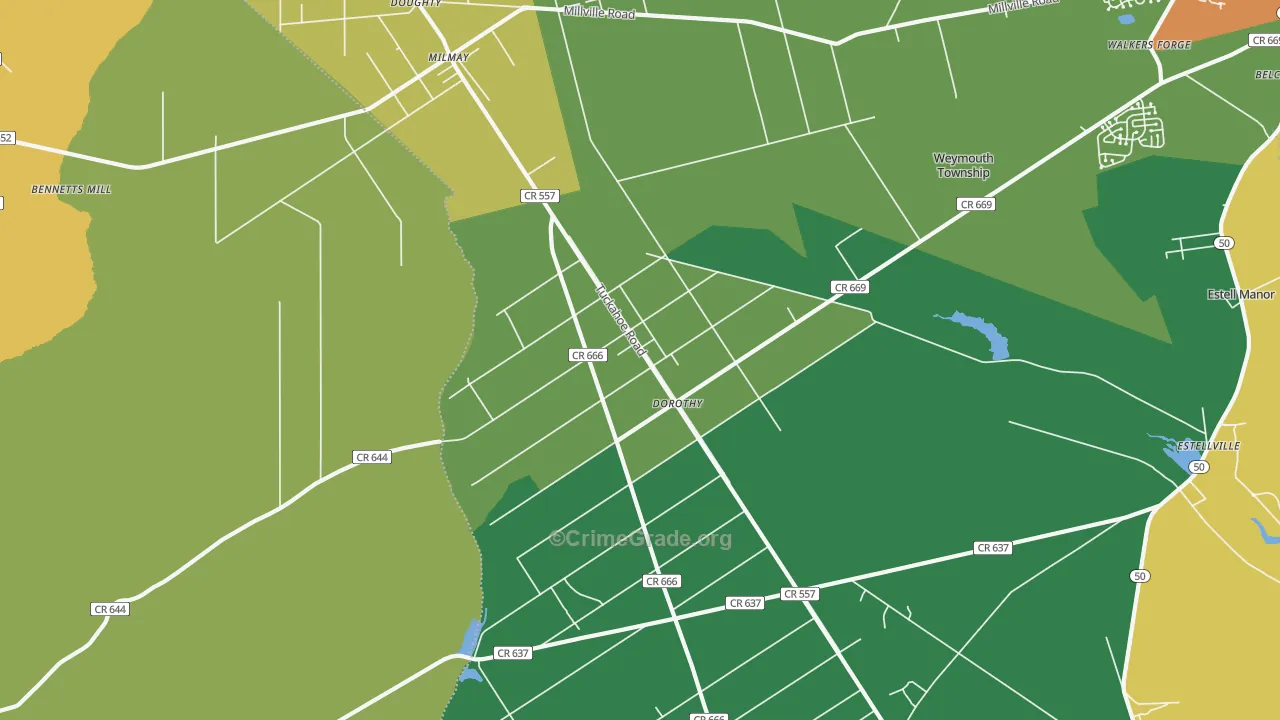 Dorothy, NJ Map of Theft Rates
