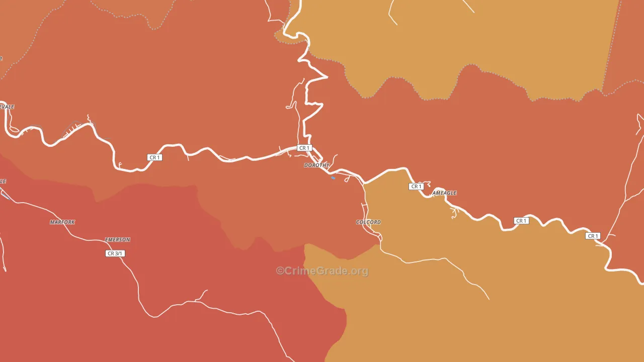 Dorothy, WV Map of Theft Rates