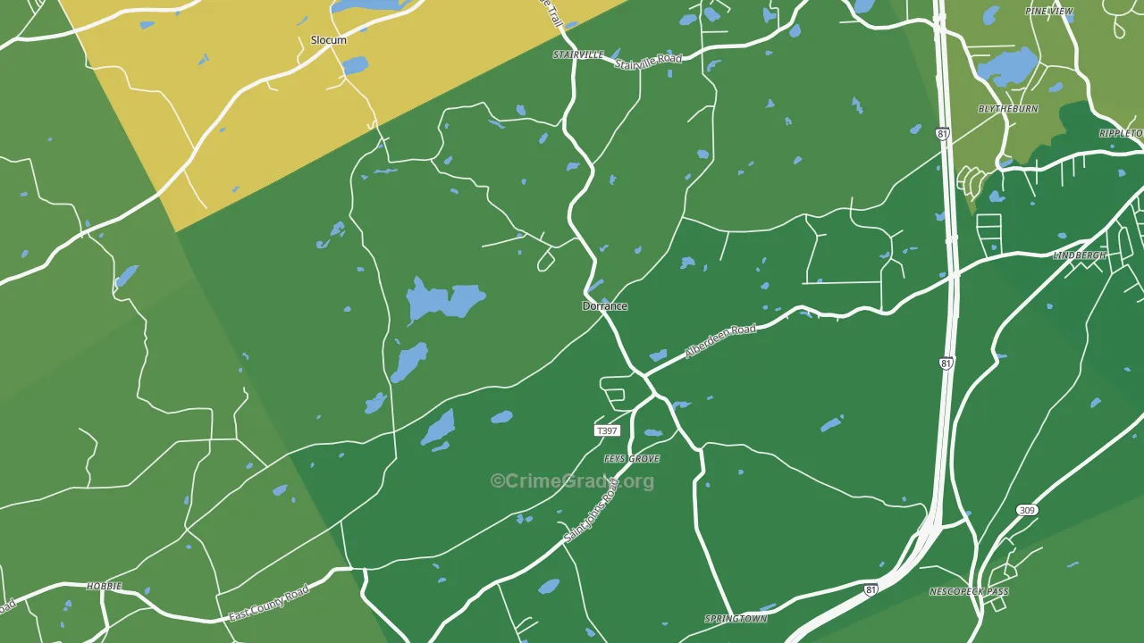 Dorrance, PA Map of Theft Rates