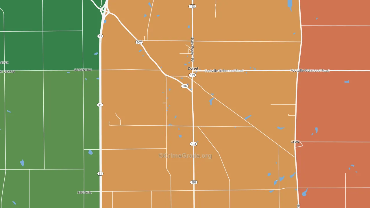 Dorset, OH Map of Theft Rates