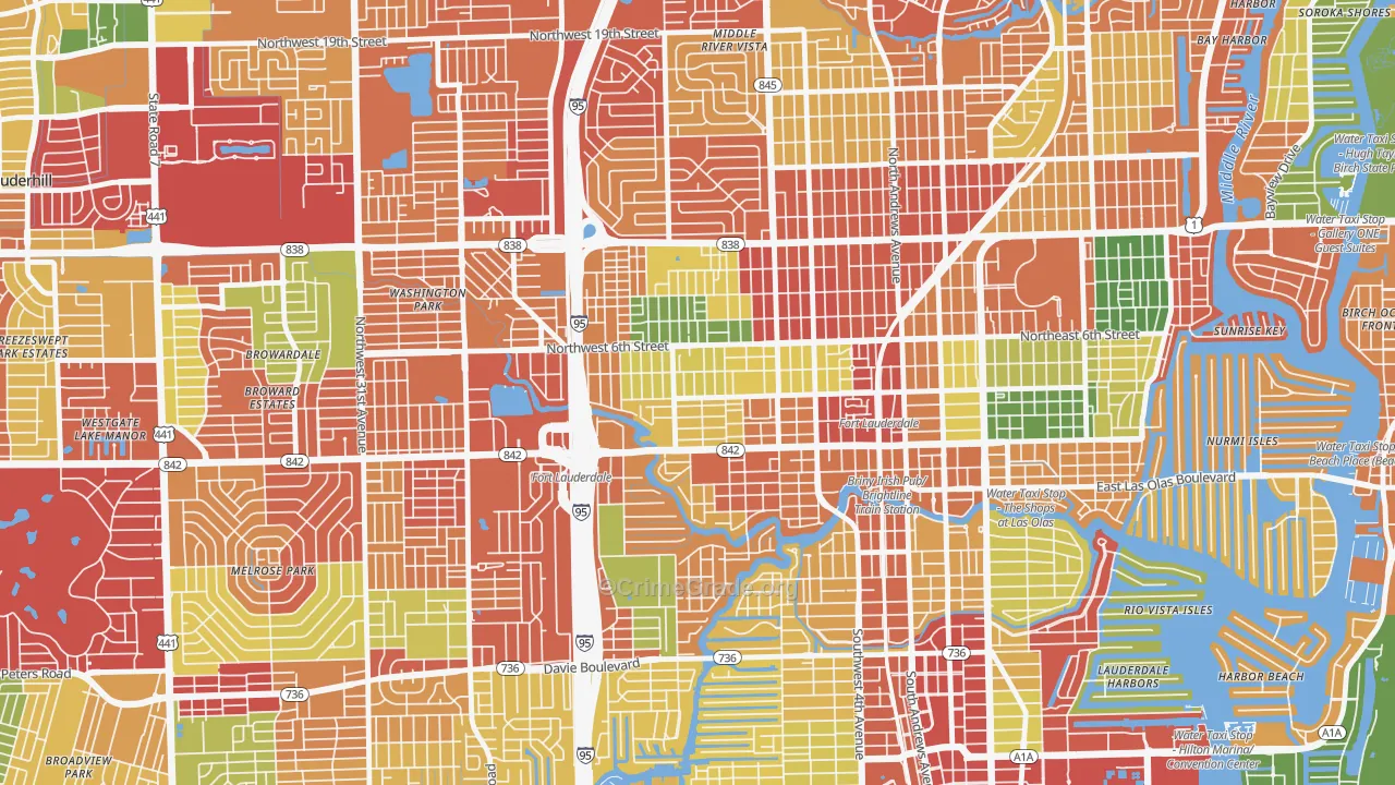 Dorsey-Riverbend, Fort Lauderdale, FL Map of Theft Rates
