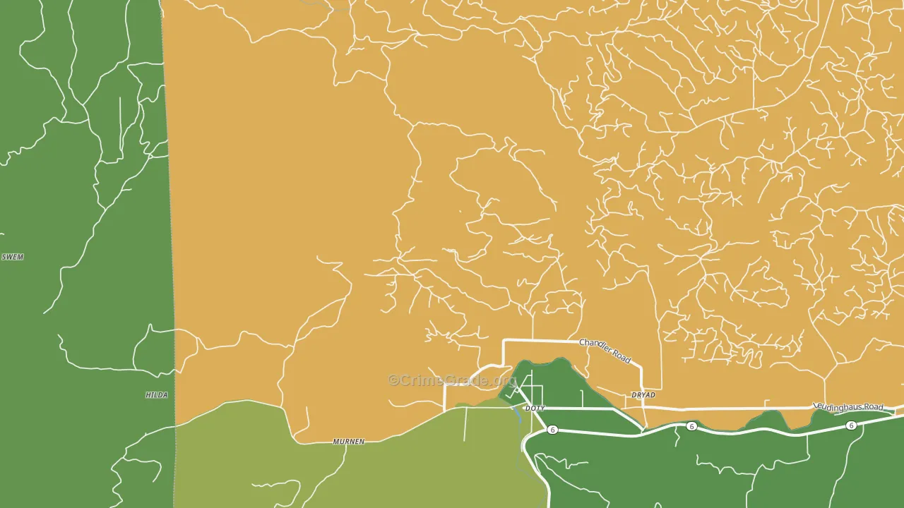 Doty, WA Map of Theft Rates